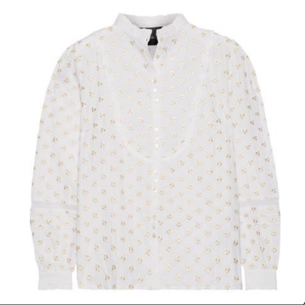 NEEDLE & THREAD Cotton Ditsy Floral Embroidered Blouse